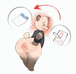 anthro anus backsack ball_ring balls big_butt blush bracelet butt clothing genitals huge_butt jewelry male overweight presenting presenting_anus presenting_hindquarters prostitution puffy_anus submissive thick_thighs conditional_dnp kinkykong animal_crossing nintendo konbon_(kinkykong) bear mammal hi_res