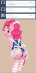 2013 apron blue_eyes clothing cutie_mark earth_pony english_text equid equine fapplejackoff female friendship_is_magic fur hair hasbro hi_res horse japanese_text looking_at_viewer looking_back mammal my_little_pony open_mouth pink_body pink_fur pink_hair pinkie_pie_(mlp) pony solo text tumblr