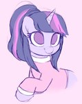 clothing female feral hair highlights_(coloring) horn pink_background purple_body purple_eyes purple_hair shirt simple_background smile solo topwear moozua friendship_is_magic hasbro my_little_pony mythology twilight_sparkle_(mlp) equid equine mammal mythological_creature mythological_equine unicorn 2018 absurd_res hi_res sketch