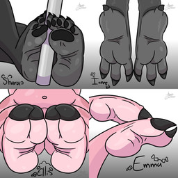 anthro avian_feet claws emma_(minusdanna) feet female foot_fetish foot_focus group hooves irene_(minusdanna) pawpads paws pole shara_(minusdanna) soles minusdanna ellis_(minusdanna) avian bear bird domestic_pig galliform giant_panda mammal peafowl phasianid suid suine sus_(pig) 1:1 absurd_res hi_res