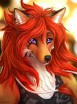 anthro clothed clothing ear_piercing ear_ring eyelashes female piercing purple_eyes ring_piercing smile solo shalinka canid canine fox mammal 2019 digital_media_(artwork) hi_res