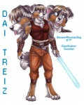 anthro blue_eyes blue_lightsaber dai_treiz jedi lightsaber male melee_weapon pose simple_background solo sword tail tongue tongue_out weapon white_background cockiestspaniel star_wars canid canine canis domestic_dog mammal 2011 model_sheet