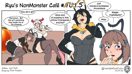 absolute_territory after_sex antennae_(anatomy) big_breasts black_antennae black_clothing black_dress black_footwear black_hair black_legwear black_leotard blue_eyes blush breasts brown_hair cleavage clothed clothing crossed_legs dress female female_humanoid food footwear furniture group hair honey_(food) honey_on_body horn legwear leotard long_hair maid_uniform open_mouth red_horn short_hair sitting smug sofa text thick_thighs trio uniform white_hair yellow_antennae randomtanstudio mythology agatha_stuart_brightshire niko_(randomtanstudio) ryu_(randomtanstudio) animal_humanoid ant ant_humanoid arthropod arthropod_humanoid bee_humanoid dragon dragon_humanoid honeypot_ant humanoid hymenopteran hymenopteran_humanoid insect insect_humanoid mythological_creature mythological_scalie scalie comic english_text