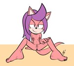 anthro anus areola barefoot bedroom_eyes blush breasts butt feet female fur genitals hair happy looking_at_viewer multicolored_body multicolored_fur narrowed_eyes navel nipples nude pink_body pink_fur purple_hair pussy red_eyes seductive smile smiling_at_viewer soles solo tail tan_body tan_fur two_tone_body two_tone_fur lettuce_(artist) sega sonic_the_hedgehog_(series) fan_character pearl_the_wolf canid canine canis mammal wolf 2023 absurd_res hi_res