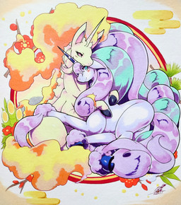 ambiguous/ambiguous ambiguous_gender bamboo blue_eyes blush blush_lines duo eyelashes feral flower hooves horn hug looking_at_viewer mane pink_eyes plant tail white_body yellow_body 025aki mythology nintendo pokemon equid equine galarian_form galarian_rapidash generation_1_pokemon generation_8_pokemon mammal mythological_creature mythological_equine pokemon_(species) rapidash regional_form_(pokemon) unicorn 2026 absurd_res dated hi_res signature