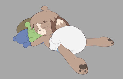 anthro big_diaper clothed clothing diaper diaper_only feces lying male on_front pooping sleep_pooping sleeping soiled_diaper soiling soiling_diaper solo topless unclean_diaper used_diaper using_diaper wearing_diaper commando125 sir-dancalot third-party_edit animal_crossing nintendo digby_(animal_crossing) canid canine canis domestic_dog mammal animated color_edit colored