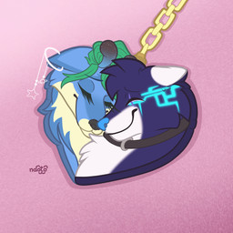 anthro collar duo ear_piercing ear_ring female heart_symbol holidays love male piercing ring_piercing romantic romantic_couple naoto valentine's_day canid canine fox mammal 1:1 absurd_res hi_res