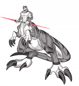 5_fingers big_claws big_muscles biped bipedal_taur claws countershade_torso countershading eyebrows finger_claws fingers grey_body holding_object holding_weapon long_claws looking_at_viewer male muscular nipples nude nude_taur pecs pink_claws pink_eyes pink_nose simple_background small_upper_body snaggle_tooth solo split_form standing toe_claws weapon white_background white_body white_eyebrows hr7777 dinosaur mammal prehistoric_species reptile scalie taur 2023 digital_media_(artwork) hi_res shaded