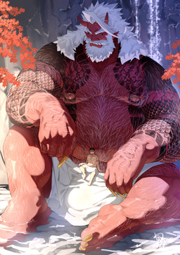 abs age_difference arm_hair armpit_hair back_muscles barazoku beard bed belly_hair big_muscles big_nipples big_pecs body_hair chest_hair chest_tattoo cuddling duo extreme_size_difference facial_hair furniture hair hairy happy_trail holding_partner horn hug huge_muscles huge_pecs humanoid_pointy_ears intimate larger_humanoid larger_male leg_hair long_beard long_hair male male/male mature_male muscular muscular_human muscular_humanoid muscular_male mustache nipples nude older_humanoid older_humanoid_younger_human older_male older_on_young on_bed pecs pointy_ears pubes red_body romantic romantic_couple size_difference smaller_human smaller_male tattoo white_body_hair white_hair younger_human younger_male dera_kimidori anothereidos_of_dragon_vein_r asian_mythology east_asian_mythology japanese_mythology mythology rikufune_(anothereidos_r) demon demon_humanoid horned_humanoid human humanoid mammal oni yokai absurd_res hi_res