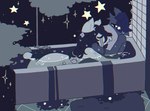 abstract_background anthro bathtub bodily_fluids cloud cuddling duo male male/male sparkles star tears wet nyactophiliac ash_(nyactophiliac) colin_(nyactophiliac) canid canine canis domestic_dog mammal