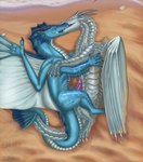 animal_genitalia black_horn blue_body blue_scales bodily_fluids cum dorsal_frill duo erection feral frill_(anatomy) genital_fluids genitals grey_horn horn male male/male membrane_(anatomy) membranous_wings penis purple_penis scales white_body white_scales wings zikeny mythology kalzrocrynth madloc aquatic_dragon dragon marine mythological_creature mythological_scalie scalie hi_res