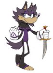 anthro blue_eyes clothed clothing dagger female freckles gloves handwear knife looking_at_viewer melee_weapon simple_background solo style_emulation weapon white_background guoh sega sonic_the_hedgehog_(series) fan_character oriana_thaffer canid canine canis mammal wolf