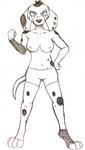 anthro female fusion solo anonymous_artist 101_dalmatian_street 101_dalmatians disney cadpig dolly_(101_dalmatians) canid canine canis dalmatian domestic_dog mammal absurd_res hi_res monochrome