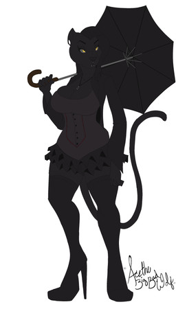 alternative_fashion anthro clothing corset cross digitigrade facial_piercing female goth hair inverted_cross legwear lingerie lip_piercing melanistic piercing simple_background snakebite_piercing solo thigh_highs topwear umbrella white_background yellow_eyes acethebigbadwolf felid mammal pantherine absurd_res digital_media_(artwork) hi_res