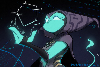 anthro breasts cloak clothing eyebrows eyelashes female fingerless_gloves fur gloves handwear hood solo teal_body teal_fur white_eyes prismaticdragee ratchet_and_clank sony_corporation sony_interactive_entertainment lombax mammal 2026