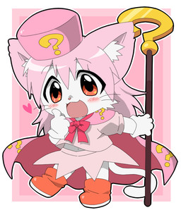 :3 anthro clothed clothing female fur hair hatenayousei kemono pink_hair question_mark solo whiskers white_body white_fur kiro247 2011