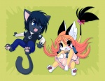 4_toes anthro barefoot bell bone chibi claws clothing curling_toes dress duo feet female male pawpads pink_pawpads skull soles tail tail_tuft toes tuft luna777 bronek_(character) taratsu_(character) moondog