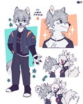 anthro anthrofied duo fur green_eyes grey_hair hair harness heart_symbol leather leather_harness male male/male nose_kiss red_eyes white_body white_fur ikaniian mihoyo zenless_zone_zero von_lycaon wise_(zenless_zone_zero) canid canine canis mammal wolf hi_res