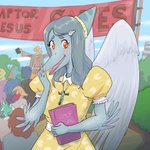 anthro breasts clothed clothing covering covering_mouth crucifix feathered_wings feathers female grey_hair group hair long_hair long_snout snout wings bishopbb bible cavemanon_studios goodbye_volcano_high snoot_game fang_(gvh) lucy_(snoot_game) raptor_jesus ceratopsian dinosaur ornithischian prehistoric_species pterodactylus pterosaur reptile scalie triceratops 1:1 hi_res meme