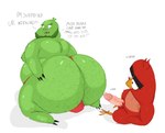 2023 angry_birds animehikaridesu anthro avian belly big_belly big_butt bulge butt clothing dialogue domestic_pig duo english_text erection genitals green_body hi_res king_leonard_mudbeard male male/male mammal moobs penis pig_(angry_birds) red_(angry_birds) red_body rovio_entertainment sega sitting suid suina sus_(pig) text the_angry_birds_movie underwear