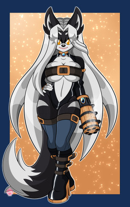 amber_eyes anthro belt_bra big_breasts black_body black_tail boots breasts clothing dipstick_tail female fingerless_gloves fishnet_clothing fishnet_legwear footwear gatling_gun gloves gun gun_arm gun_smoke hair handwear high_heeled_boots high_heels legwear long_hair machine_gun markings minigun multicolored_body pointy_ears ranged_weapon shoes smoke smoking_gun solo tail tail_markings thick_thighs two_tone_body weapon weapon_arm white_body white_hair white_markings white_tail_tip wide_hips amyrose116 lena_the_jackal canid canine canis jackal mammal absurd_res alpha_channel hi_res