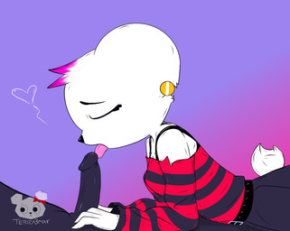 anthro fellatio female genitals gesture licking oral penile penis penis_lick sex suggestive suggestive_gesture tongue terrance1316 terri bear mammal polar_bear ursine hi_res