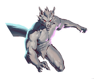 5_fingers anthro biped claws empty_eyes finger_claws fingers front_view fur grey_body grey_fur looking_at_viewer male nude nude_anthro nude_male open_mouth pose red_eyes simple_background snout solo tail teeth white_background kingarthur_i canid mammal 2023 digital_drawing_(artwork) digital_media_(artwork) portrait three-quarter_portrait