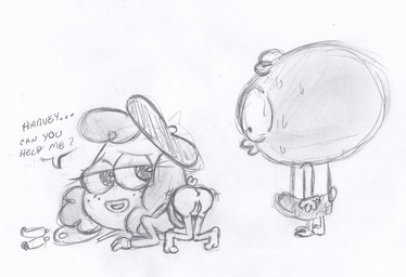 anthro anus ass_up beak beret bodily_fluids brush butt clothed clothing dialogue duo erection erection_under_clothing female freckles fully_clothed genitals hair half-closed_eyes hat headgear headwear loli looking_back male narrowed_eyes no_underwear open_beak open_mouth paint_palette paint_tube paintbrush shaking_butt shota simple_background speech_bubble sweat text vulva white_background young takeshi1000 harvey_beaks nickelodeon harvey_beaks_(character) avian bird 2026 character_request english_text hi_res monochrome