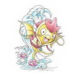 ambiguous_gender clothing cosplay costume evolutionary_family feral hoodie jacket pokemon_costume solo topwear itsbirdyart nintendo pokemon generation_1_pokemon gyarados magikarp pokemon_(species) 1:1 2013 colored_pencil_(artwork) traditional_media_(artwork) watermark