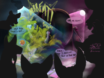 all_fours ambiguous_form ambiguous_gender anal anal_penetration animal_genitalia animal_penis anthro anus anus_focus ass_up audience backsack balls begging being_watched bent_over big_anus big_balls big_butt big_penis black_body blobby bodily_fluids breath butt butt_focus butt_sniffing close-up clothing countershade_butt countershading crouching crowd dancefloor deep_rimming detailed_anus detailed_background dialogue dominant electronics emoji equine_anus erection exclamation_point exhibitionism extreme_size_difference eyes_closed face_in_ass faceless_character faceless_male fart fart_cloud fart_fetish fart_sniffing farting_in_mouth farting_on_another farting_on_face farting_while_penetrated fellatio from_behind_position fur genital_fluids genitals gesture glowing green_fart_cloud group group_sex hair hand_gesture hand_on_butt horn huge_anus huge_balls huge_butt humanoid_genitalia humanoid_penis hyper hyper_anus hyper_butt hyper_genitalia inside larger_male licking light looking_at_another looking_back looking_pleasured male male/male male_penetrated muscular musk musky_butt neon_lights nightclub nose_to_anus nude obese obese_anthro obese_male open_mouth oral overweight overweight_anthro overweight_male partially_inside party penetration penile penis perineum piercing presenting presenting_anus presenting_hindquarters profanity public public_exposure public_nudity public_sex public_use puckered_anus puffy_anus quadruped raised_tail rave rear_view rimming rimming_male saliva seductive sex sheath silhouette simple_background size_difference size_play smaller_male smelly smelly_butt smile sniffing snout_fuck snout_in_ass speech_bubble spread_anus spread_butt spread_legs spreading stage stink_cloud stinkface sweat sweaty_anus sweaty_butt sweaty_genitalia tail tail_motion teeth text thick_thighs tongue tongue_out vein veiny_penis voyeur wide_hips zaverose mythology daitarou_hirogami zav bear bovid canid canine canis caprine deer domestic_cat domestic_dog dragon equid equine felid feline felis fox horse human humanoid mammal mythological_creature mythological_scalie scalie spirit wolf 4:3 absurd_res digital_media_(artwork) english_text hi_res huge_filesize shaded watermark