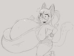 alternate_form anthro bangs big_breasts blunt_bangs bodily_fluids bottomwear bouncing_breasts bra breasts choker cleavage cleavage_overflow clothed clothing emanata eyewear female footwear glasses hair huge_breasts hyper hyper_breasts inner_ear_fluff jewelry jogging long_tail necklace neutral_expression pointy_ears ponytail round_glasses shoes shorts simple_background sneakers solo sports_bra sweat tail tuft underwear jinx_doodle lucy_(thisaccountdoesexist) demon domestic_cat felid feline felis hybrid mammal succubus 2025 digital_drawing_(artwork) digital_media_(artwork) hi_res monochrome sketch
