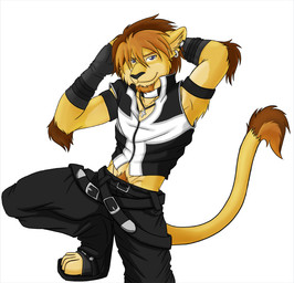 anthro beard clothed clothing cross cross_necklace ear_piercing ear_ring facial_hair jewelry looking_at_viewer male necklace piercing priest pubes ring_piercing solo sapphwolf lyam_(texascoyote) felid lion mammal pantherine 2009
