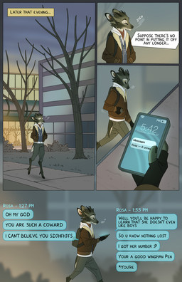 anthro barefoot biped building cellphone clothed clothed_anthro clothing dusk electronics feet fur grey_body grey_fur head_tuft holding_cellphone holding_object holding_phone holding_smartphone inner_monologue looking_at_cellphone looking_at_object looking_at_phone male message_box outside phone plant pointy_ears prick_ears sidewalk smartphone snout solo tail text text_box text_message thinking tree tuft tusks walking yellow_sclera falco_works pen_(falco_works) cervine deer mammal tufted_deer 2023 comic digital_media_(artwork) english_text hi_res