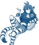 anthro belt bottomwear candy clothing dessert doll female fishnet_clothing food lollipop shirt shorts solo topwear conditional_dnp tom_fischbach twokinds flora_(twokinds) felid mammal pantherine tiger 2024 adobe_photoshop_(artwork) blue_and_white digital_media_(artwork) monochrome sketch