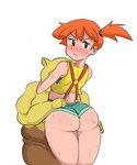 5:6 anthro big_butt blush bodily_fluids bottomwear bra butt butt_grab clothing crop_top drowzee duo female female_on_humanoid generation_1_pokemon grope gym_leader hair hand_on_butt hi_res hotpants human human_focus human_on_humanoid humanoid interspecies looking_at_viewer looking_back male male/female mammal misty_(pokemon) nintendo not_furry_focus orange_hair pokemon pokemon_(species) rider117 shirt shorts solo_focus suspenders sweat topwear underwear yellow_body young_(lore)