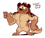 anthro black_nose brown_body brown_fur claws fur instructions male muscular muscular_male null shadow simple_background smile spots tan_body tan_fur text toony white_background yellow_sclera wizzdono henry_(wizzdono) hyena mammal english_text