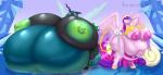 5_fingers anthro areola belly big_belly big_breasts breasts dialogue duo female fingers hand_behind_head horn huge_belly huge_breasts hyper hyper_belly hyper_breasts nipples text wings blues64 lesang friendship_is_magic hasbro my_little_pony mythology princess_cadance_(mlp) queen_chrysalis_(mlp) arthropod changeling equid equine mammal mythological_creature mythological_equine winged_unicorn 2019 absurd_res english_text hi_res signature