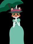 anthro clothed clothing dress female fully_clothed green_eyes hat headgear headwear looking_at_viewer parasol solo luqui93vlc adult_swim cartoon_network unicorn:_warriors_eternal june_way canid canine fox mammal alpha_channel hi_res