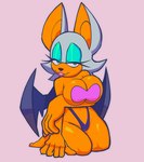 5_fingers anthro barefoot breasts cleavage clothed clothing eyeshadow feet female fingers fur lipstick looking_at_viewer makeup narrowed_eyes orange_body orange_skin simple_background solo white_body white_fur wings monamania sega sonic_the_hedgehog_(series) rouge_the_bat bat mammal 2023 absurd_res hi_res