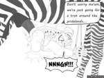 abdominal_bulge animal_genitalia animal_penis balls bdsm belly_riding bodily_fluids bondage bound claws crying equine_genitalia equine_penis feline_genitalia feline_penis feral fur genitals male male/male pawpads penis questionable_consent size_difference striped_body striped_fur stripes tears text young backlash91 conditional_dnp disney the_lion_king simba_(the_lion_king) equid equine felid lion mammal pantherine zebra 4:3 english_text monochrome
