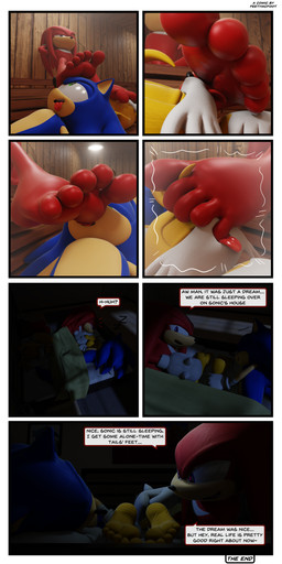 5_fingers 5_toes anthro barefoot bed blue_body blue_fur dialogue dream duo feet fingers foot_fetish foot_focus foot_lick foot_on_face foot_play fur furniture green_eyes group humanoid_feet licking male male/male male_anthro multicolored_body multicolored_fur plantigrade purple_eyes red_body red_fur sleeping soles speech_bubble tan_body tan_fur text toes tongue tongue_out trio two_tone_body two_tone_fur white_body white_fur yellow_body yellow_feet yellow_fur feetymcfoot sega sonic_the_hedgehog_(series) knuckles_the_echidna miles_prower sonic_the_hedgehog canid canine echidna eulipotyphlan fox hedgehog mammal monotreme 3d_(artwork) absurd_res comic digital_media_(artwork) english_text hi_res