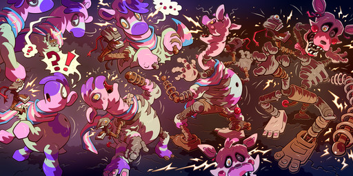 2_heads abstract_background alarmed bodily_fluids body_horror bolt_emanata bow_tie cheek_spots corruption ellipsis emanata endoskeleton feral flying_sweatdrops hypnosis interrobang lgbt_pride lightning_bolt machine mind_control motion_lines multi_arm multi_frame_sequence multi_head multi_leg multi_limb multicolored_neckwear multicolored_scarf neckwear pride_color_neckwear pride_color_scarf pride_colors question_mark scarf solo speech_bubble spiral spiral_eyes spiral_pupils surprised sweat sweatdrop tf_into_fictional_character thought_bubble transformation transformation_sequence transgender_pride_colors wire bersickr five_nights_at_freddy's five_nights_at_freddy's_2 nintendo pokemon scottgames mangle_(fnaf) willow_(willowpoke) animatronic canid canine fox generation_3_pokemon mammal numel pokemon_(species) robot hi_res sequence nonbinary_(lore) trans_(lore)