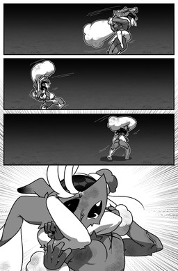 4_eyes angry anthro biped black_sclera breasts bunny_costume clothing costume duo featureless_breasts female female_anthro fight leg_wrap male male_humanoid multi_eye strangling wounded cuchuflin nintendo pokemon andre_(cuchuflin) generation_4_pokemon humanoid lopunny pokemon_(species) 2026 absurd_res comic digital_drawing_(artwork) digital_media_(artwork) greyscale hi_res monochrome