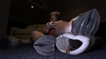 anthro black_hooves boots brown_body brown_hair carpet clothing cloven_hooves controller duo female footwear fur furniture hair hoof_focus hooves inside low-angle_view micro shoes sofa tan_body tan_fur twoscale robin_(twoscale) arthropod blattodea cockroach deer insect mammal 16:9 2018 3d_(artwork) 4k absurd_res digital_media_(artwork) hi_res widescreen