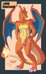 2012 3_toes 5:8 anthro anthrofied athletic athletic_anthro athletic_male balls biped blue_eyes charizard circumcised claws collaboration digitigrade dragon fangs feet fire flaccid flaming_tail generation_1_pokemon genitals hands_on_hips hashtag horn humanoid_genitalia humanoid_penis id_number looking_at_viewer male membrane_(anatomy) membranous_wings mingchee mythological_creature mythological_scalie mythology nintendo non-mammal_balls notorious84 nude number orange_body orange_skin penis pinup pokemon pokemon_(species) pokemorph pose reptile scalie simple_background solo species_name standing tail teeth text the_pokedex_project toes wings