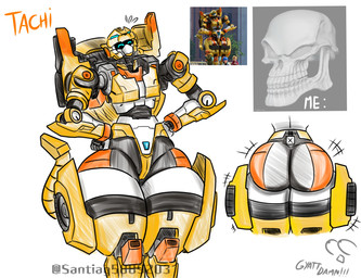 big_butt black_body blue_body bodily_fluids bone butt eyes_closed female flat_chested hand_on_hip huge_thighs machine mecha mouthless multicolored_body orange_body screencap screencap_redraw skull solo sweat sweatdrop tail thick_thighs visor_eyes white_body wide_hips yellow_body omegagand gyatt_(meme) metal_cardbot tachy_(metal_cardbot) cheetah felid feline humanoid mammal robot robot_humanoid 2026 absurd_res digital_drawing_(artwork) digital_media_(artwork) hi_res meme