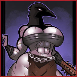 abs beak big_breasts border bottomwear breasts chain cleavage clothed clothing crossgender female loincloth looking_at_viewer muscular red_border scar solo weapon weapon_hand mister_feelgood fear_and_hunger crow_mauler animal_humanoid avian avian_humanoid bird bird_humanoid corvid corvid_humanoid corvus_(genus) corvus_humanoid crow crow_humanoid humanoid mammal monster oscine passerine 1:1 hi_res