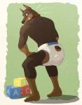 clothing diaper feces male muscular muscular_male pooping scatplay soiled_diaper soiling solo unclean_diaper used_diaper colt3n canid canine canis dobermann domestic_dog mammal pinscher hi_res