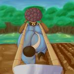 afro anthro big_butt bodily_fluids butt clothed clothing farm farmer farming female forest outside overalls plant plow plowing rear_view slightly_chubby solo sweat tree thestrider nintendo pokemon bossy_marmalade bovid bovine generation_2_pokemon mammal miltank pokemon_(species) 1:1 absurd_res hi_res