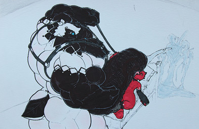 anthro belt big_muscles big_penis bodily_fluids butt chest_tuft duo excessive_genital_fluids excessive_precum genital_fluids genitals huge_muscles huge_penis hyper hyper_genitalia hyper_muscles hyper_penis larger_male lying male male/male muscular penis precum raliphoul size_difference standing tuft vein veiny_penis kiuhkobold raliphoul_m-e-v alpecor absurd_res hi_res